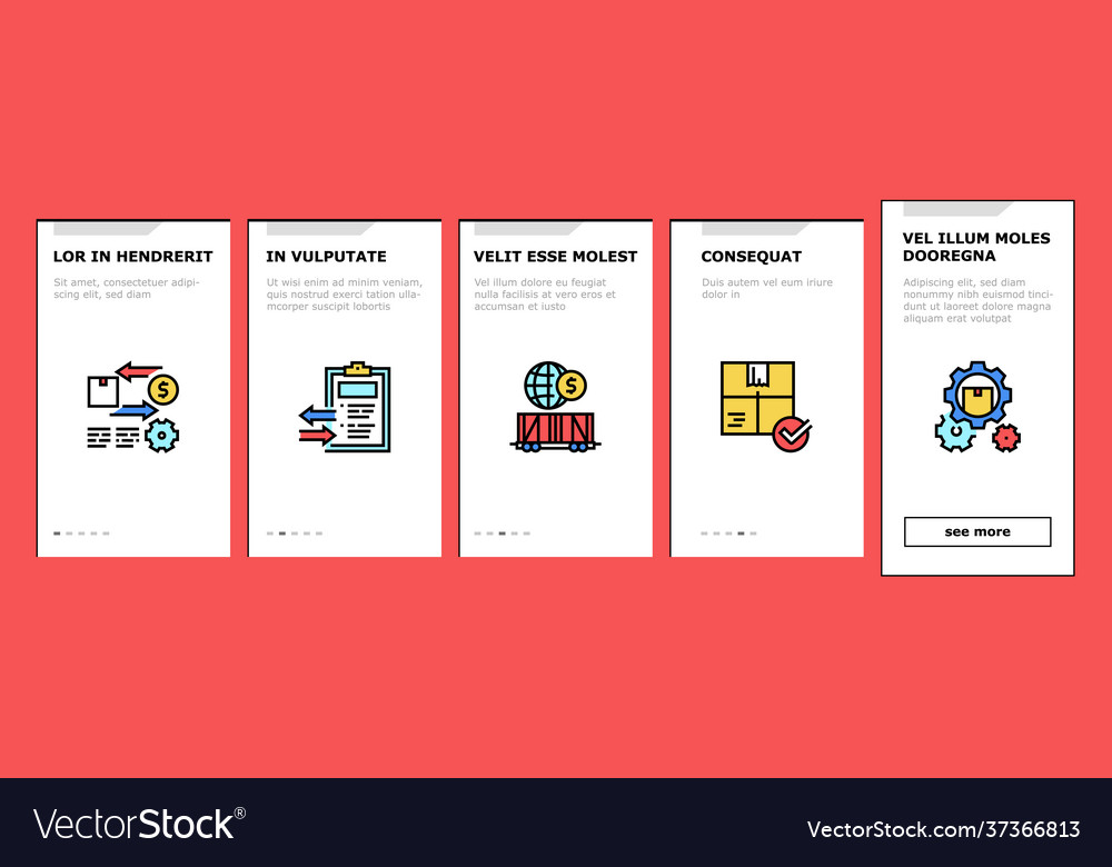 Export import logistic onboarding icons set vector image Export import logistic onboarding icons set