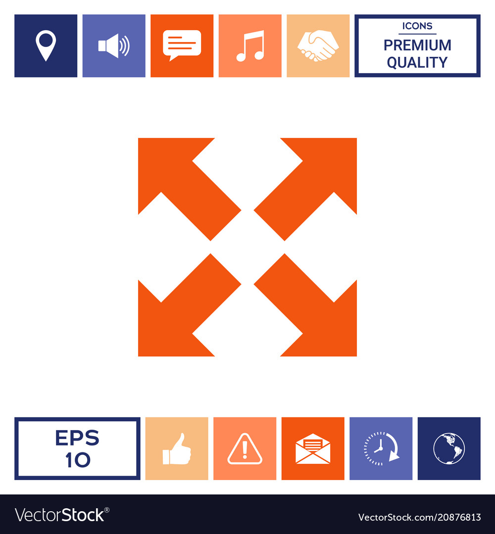 Extend resize icon cross arrow sign Vector Image Extend resize icon cross arrow sign