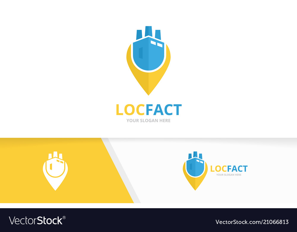 Factory and map pointer logo combination Vector Image Factory and map pointer logo combination
