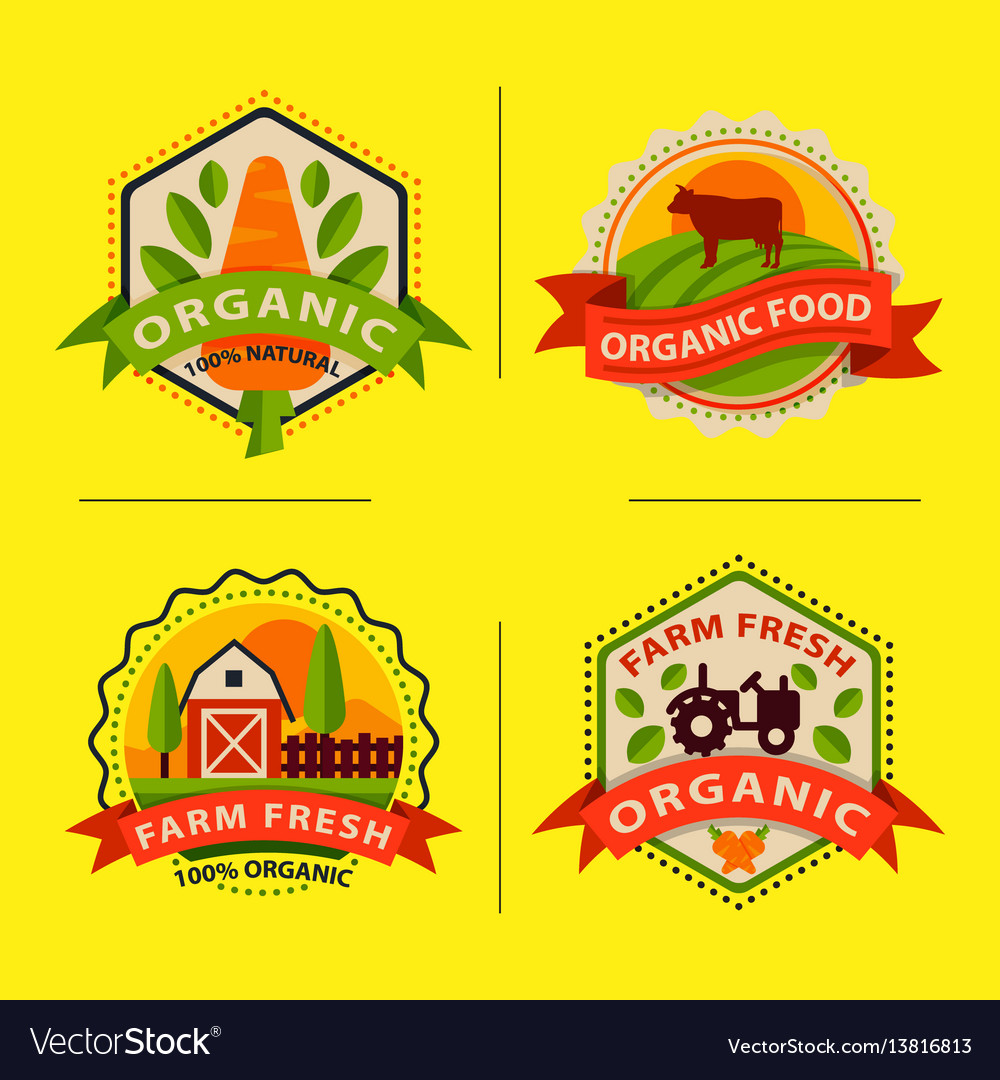 Flat style of bio organic eco healthy food label