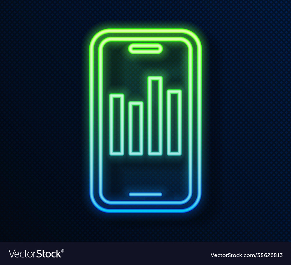 Glowing neon line mobile phone with graph chart Vector Image Glowing neon line mobile phone with graph chart