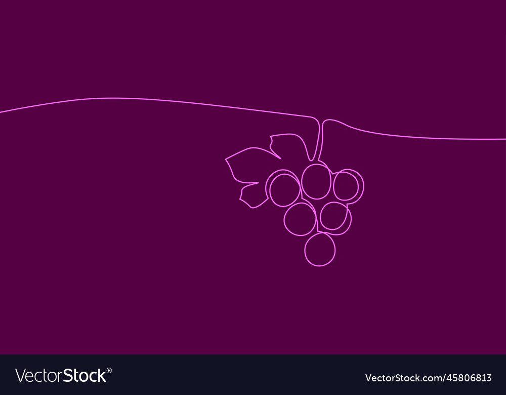 One line continuous grapes fresh fruit symbol