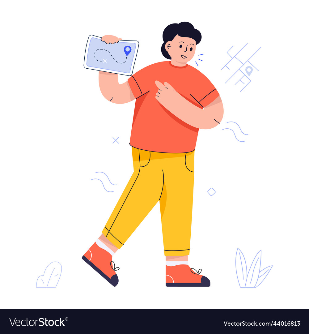 Person with map flat of navigation