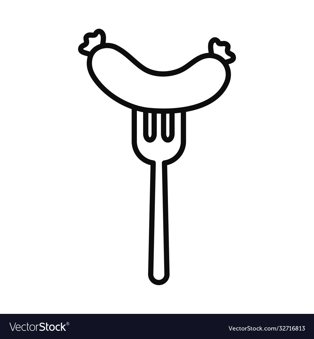 Sasauge on fork line style icon design