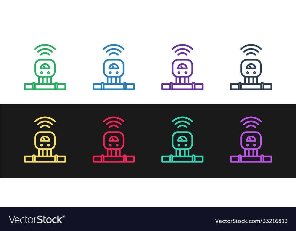 Set line smart sensor system icon isolated Vector Image Set line smart sensor system icon isolated