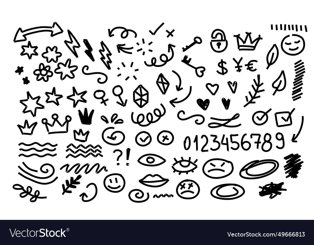 Set of doodle sign line element Vector Image Set of doodle sign line element