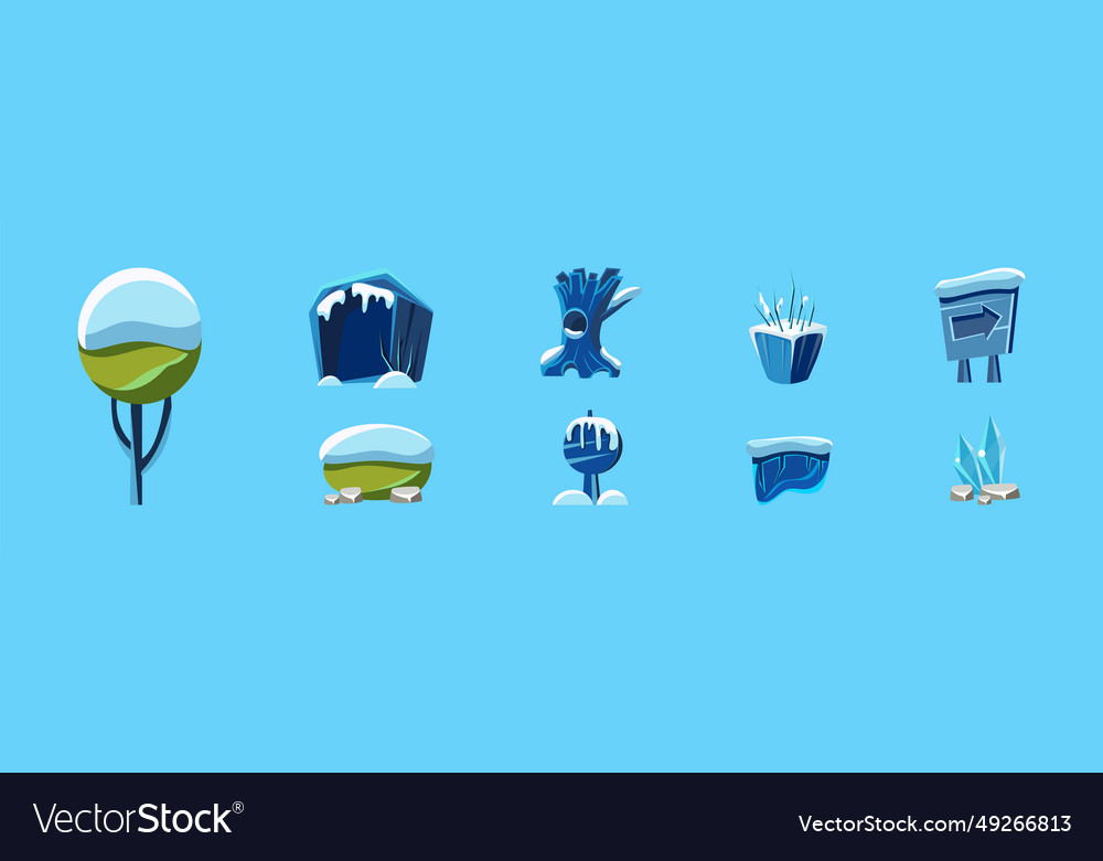 Snow covered game element and landscape object