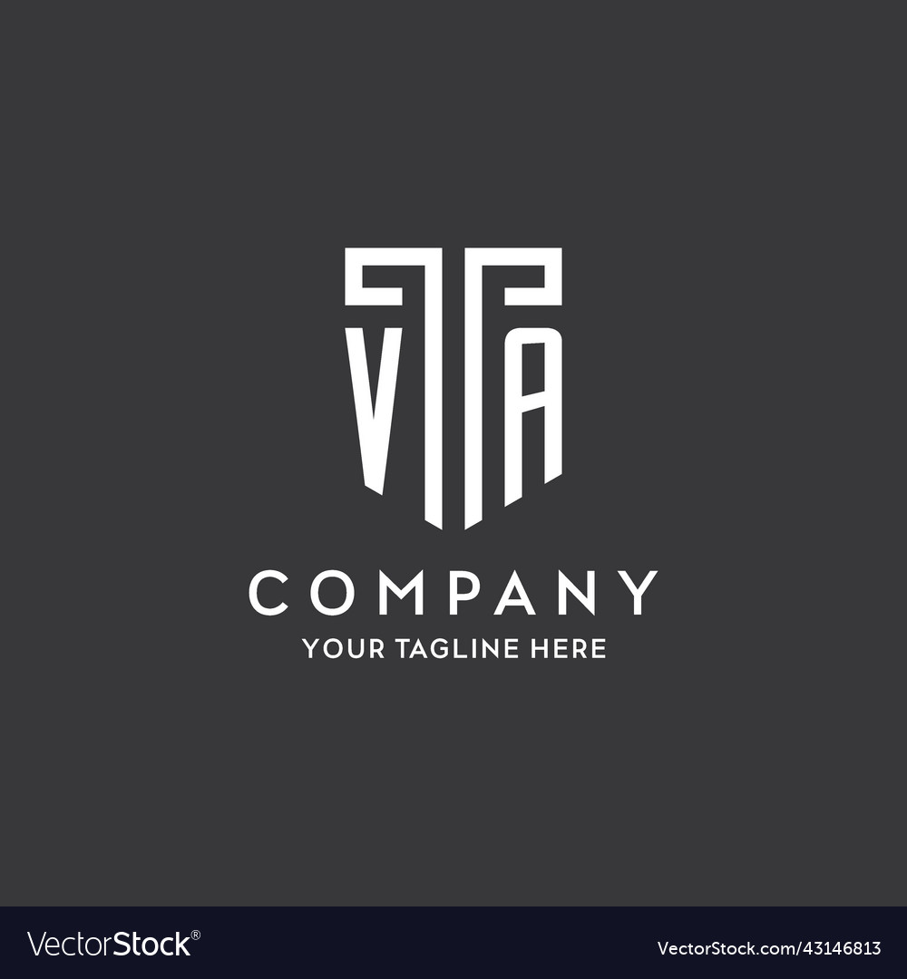 Va monogram initial name with shield shape icon