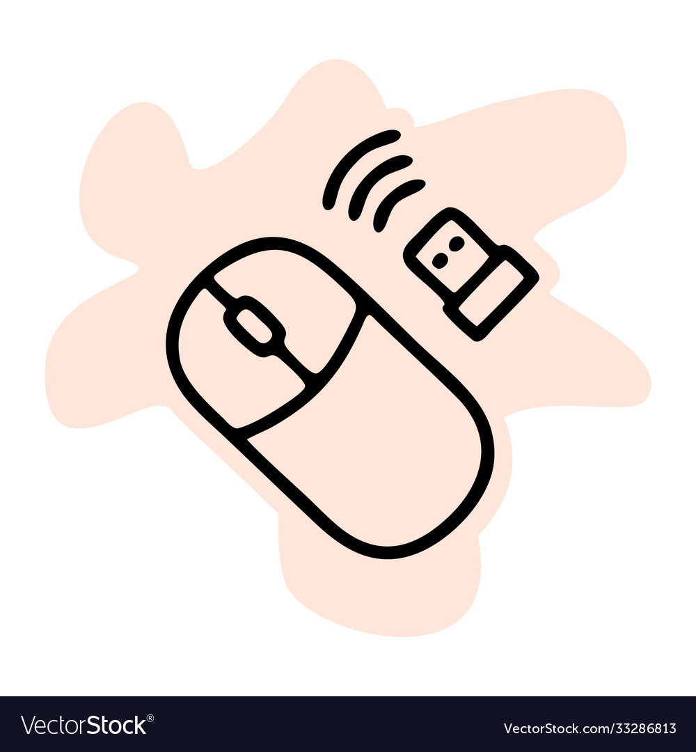 Wireless mouse line icon cursor and device vector image Wireless mouse line icon cursor and device