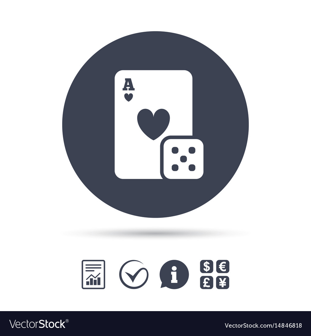 Casino sign icon playing card with dice symbol