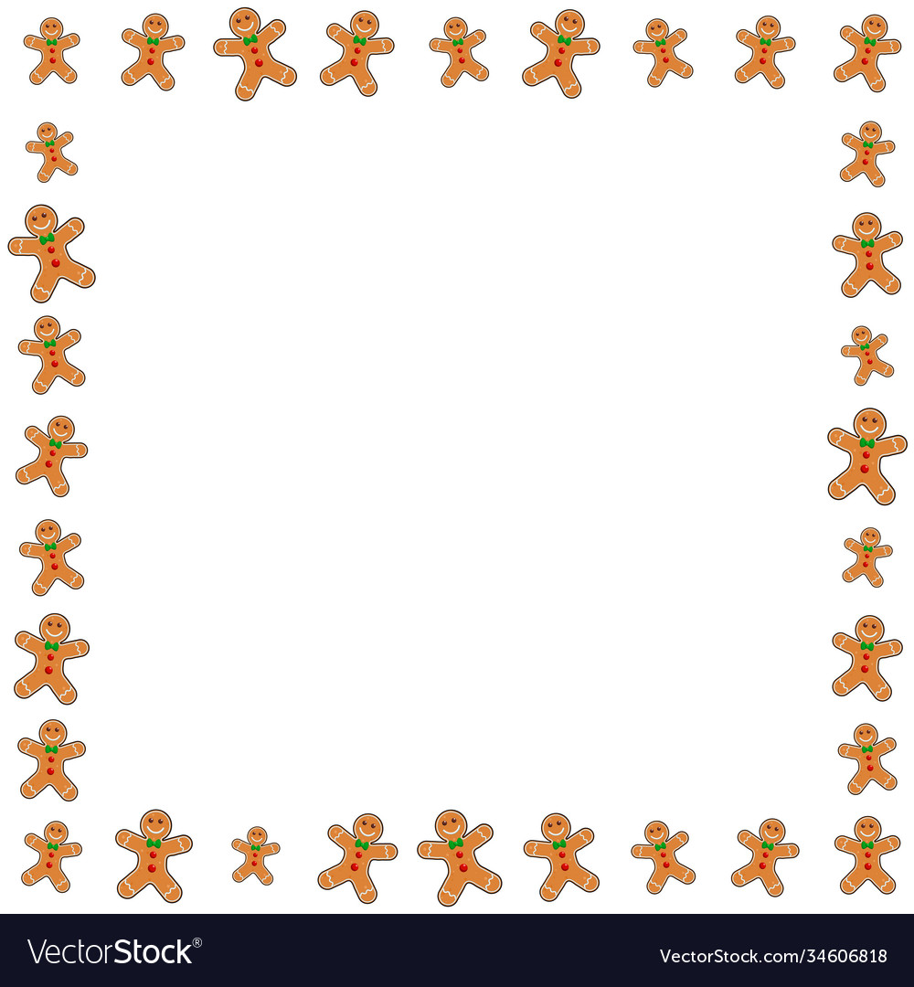 Christmas Frame With Gingerbread Man Xmas Border Vector Image