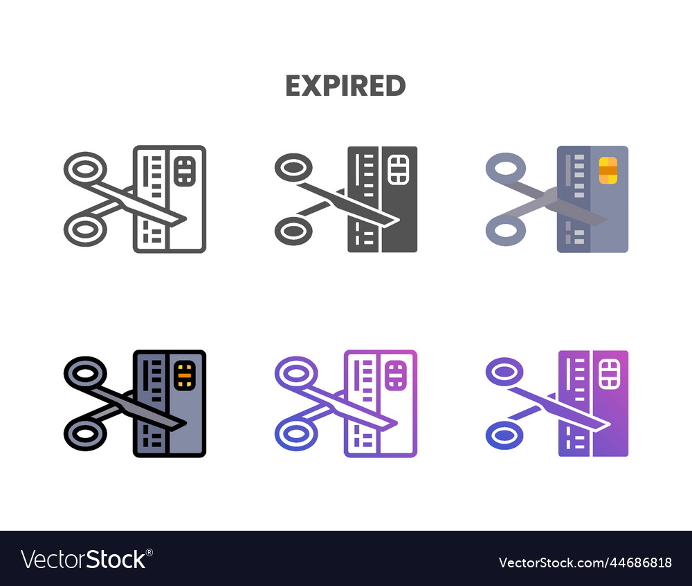 Kreditkarte abgelaufen Icon Set mit verschiedenen Stilen