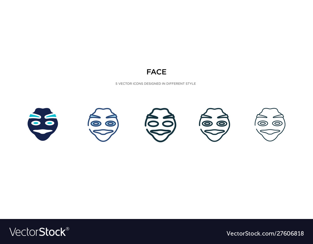 Face icon in different style two colored vector image Face icon in different style two colored