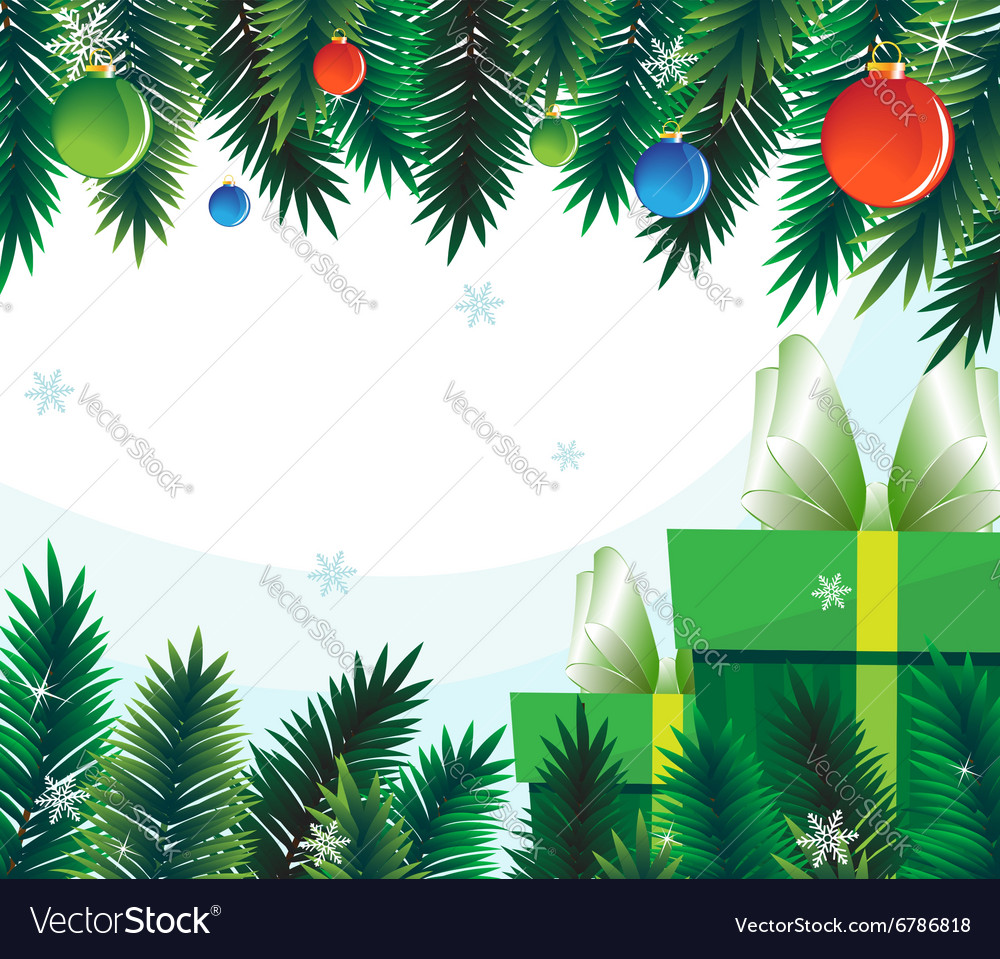 Gift boxes on the background of fir branches