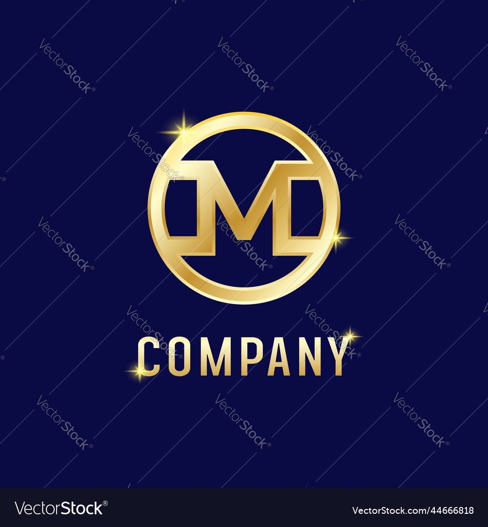 Goldener Buchstabe m Emblem Alphabet Logo Design