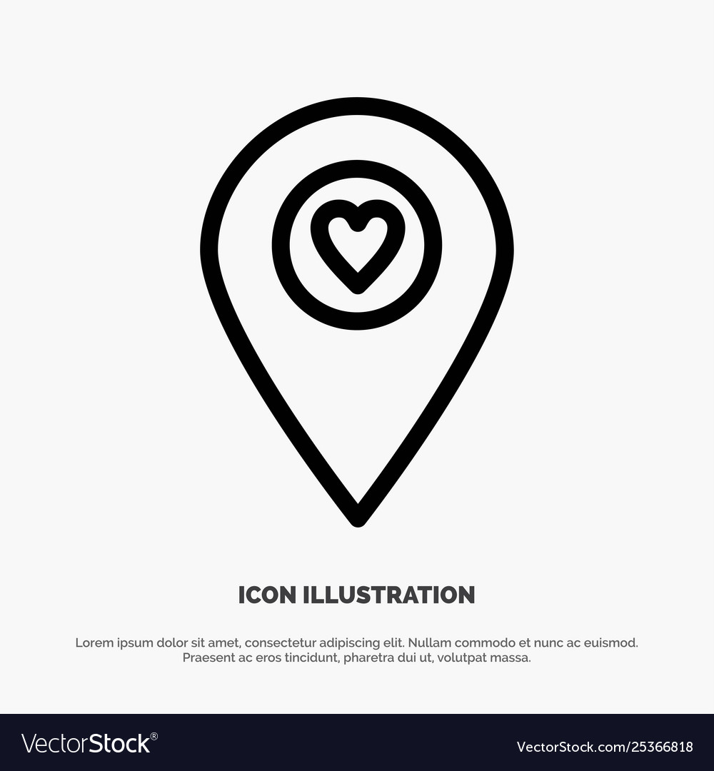 Heart location map pointer line icon Vector Image Heart location map pointer line icon