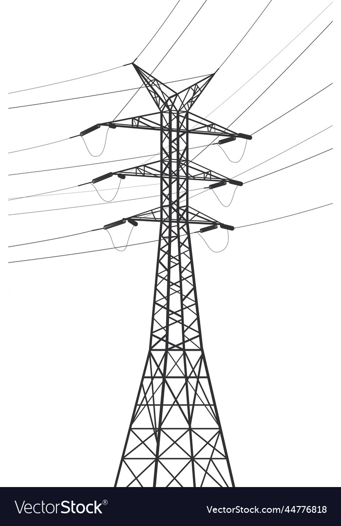 High voltage transmission systems electric pole Vector Image