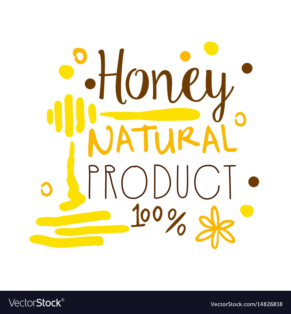 Honey Natural Product 100 Percent Logo Symbol Vector Image