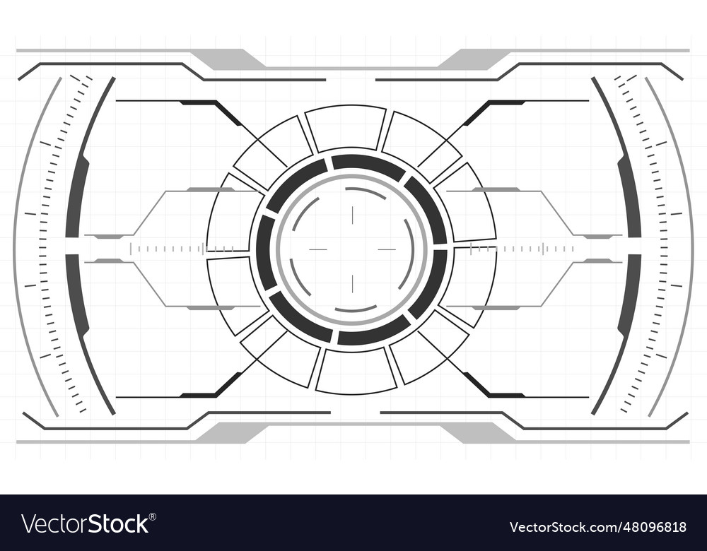 Hud sci-fi interface screen monochrome view vector image Hud sci-fi interface screen monochrome view