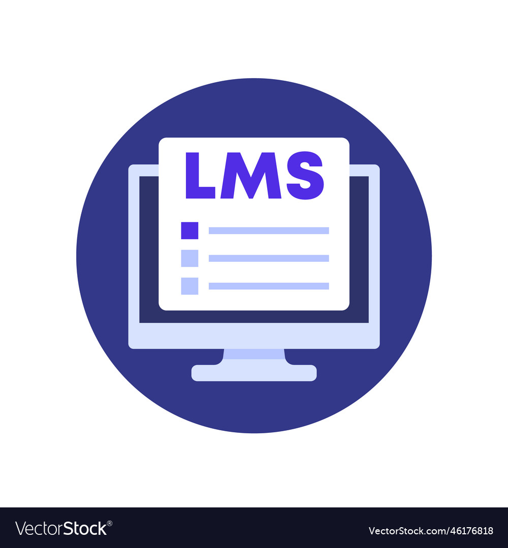 Lms Icon Learning Management System Flat Vector Image