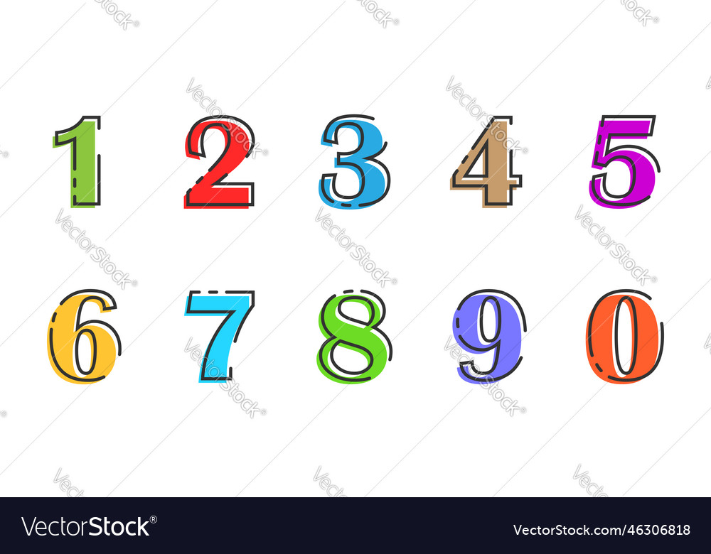 Numbers font icon in flat style typography vector image Numbers font icon in flat style typography