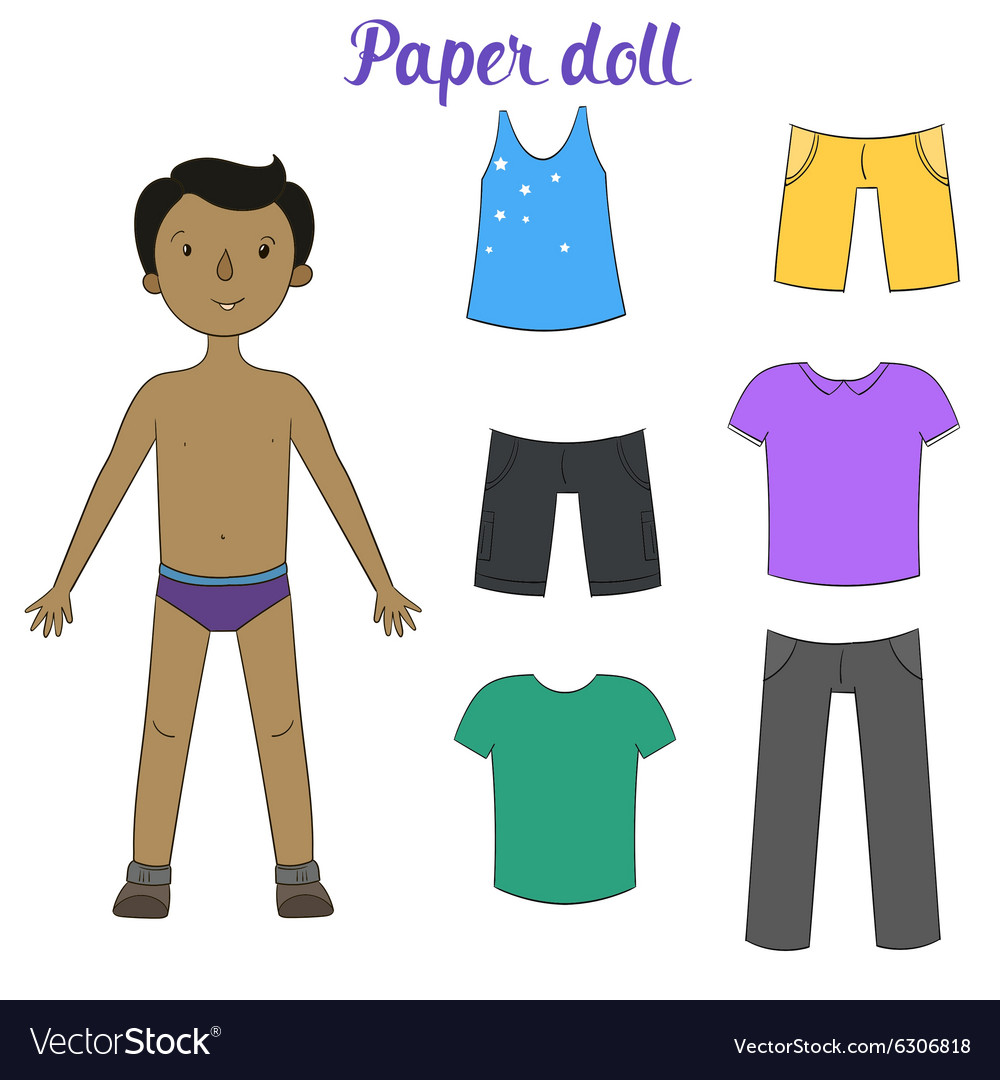 Paper doll boy and clothes Royalty Free Vector Image