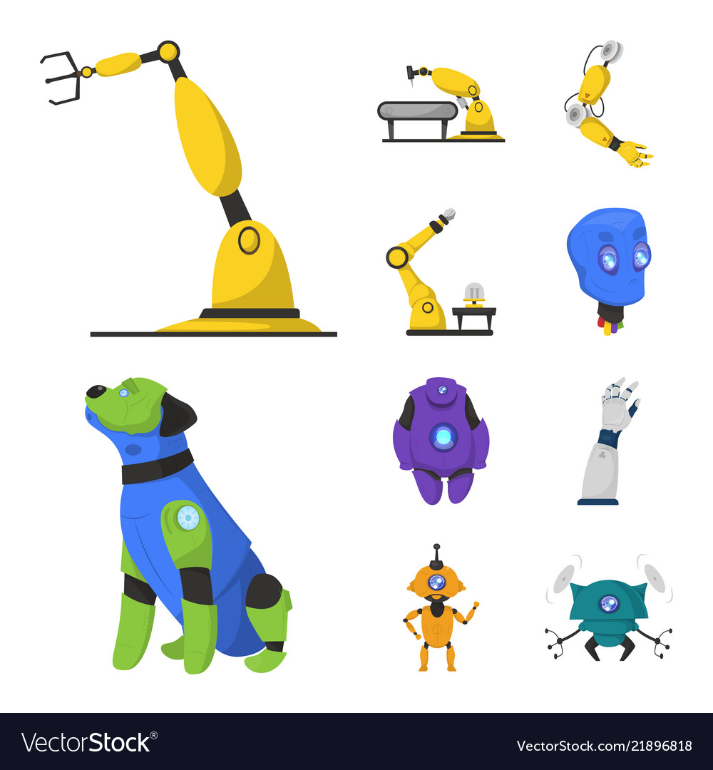 Robot and factory symbol vector image Robot and factory symbol