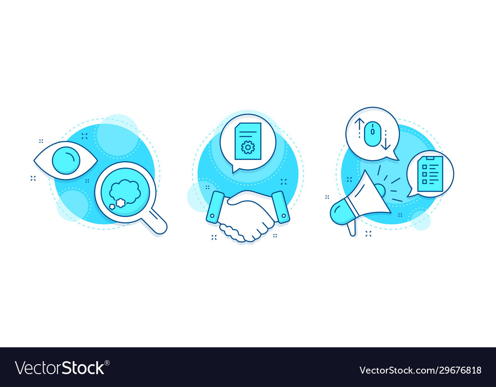 Scroll down checklist and file settings icons set vector image Scroll down checklist and file settings icons set