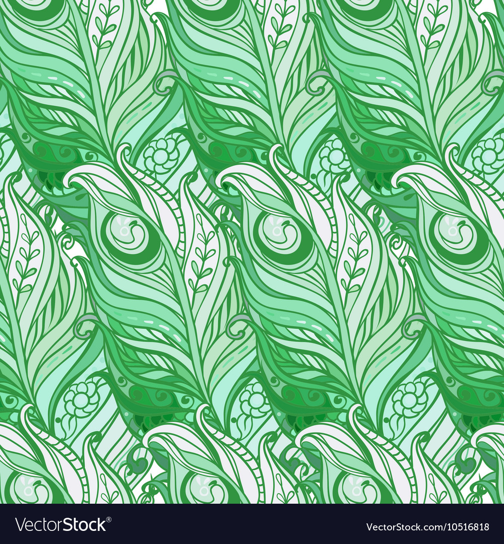 Seamless pattern with decorative feather