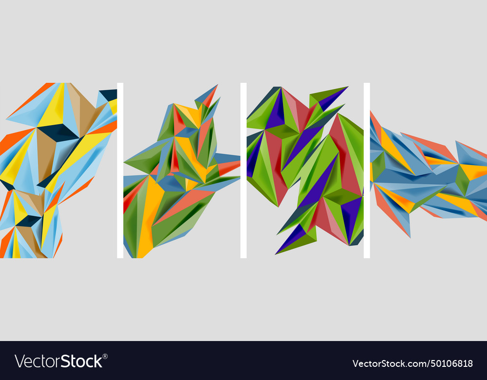 Set of mosaic triangle pattern abstract posters vector image Set of mosaic triangle pattern abstract posters