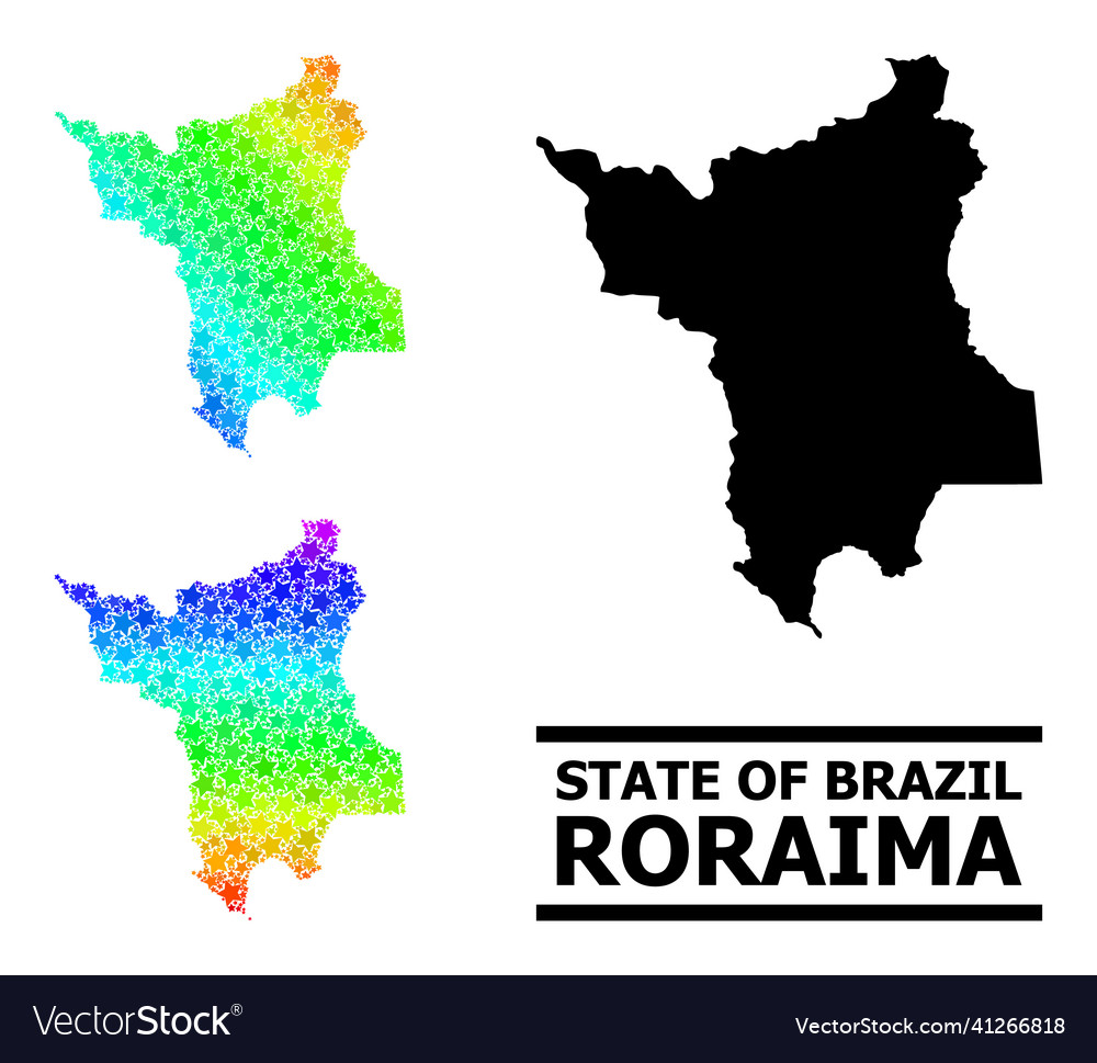 Spectrum gradient star mosaic map of roraima state