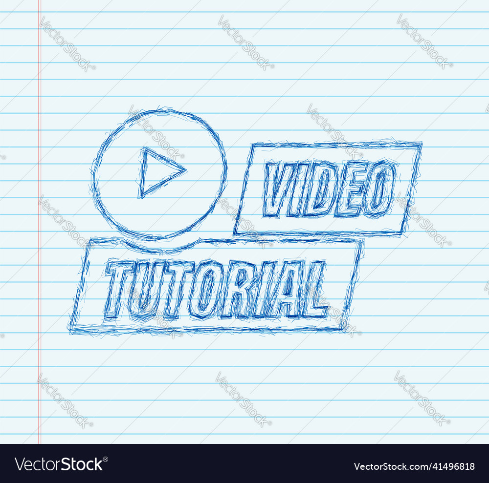 Video tutorials sketch icon study and learning vector image Video tutorials sketch icon study and learning