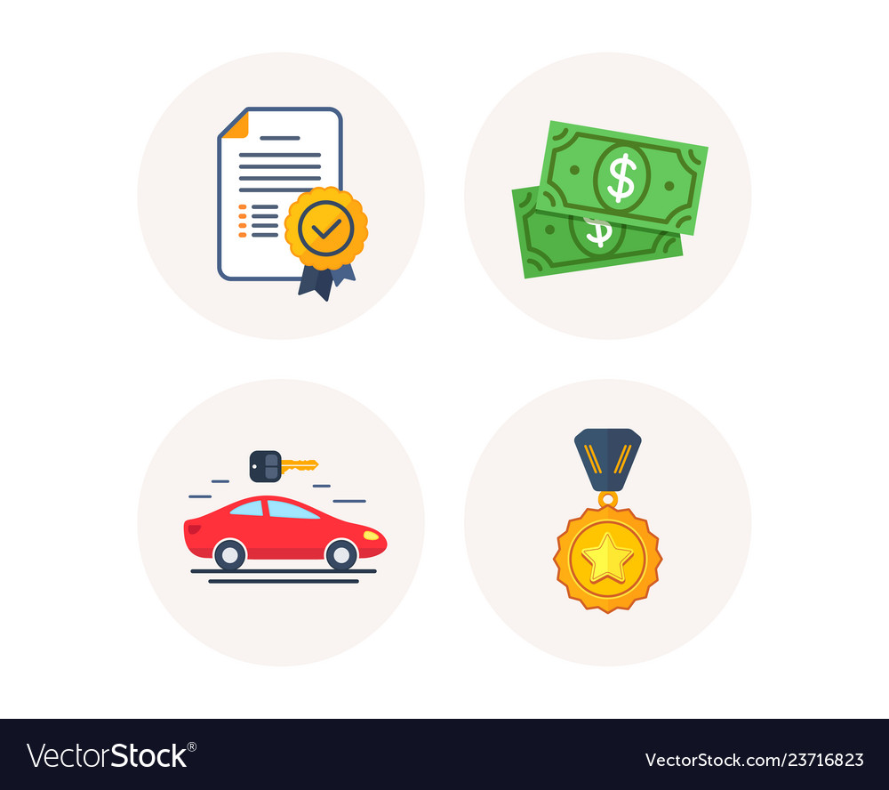 Carsharing dollar money and certificate diploma