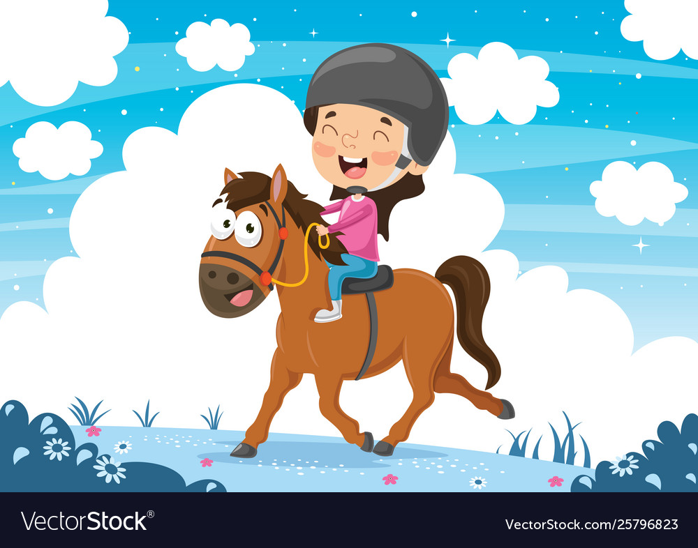 Child riding horse Royalty Free Vector Image - VectorStock