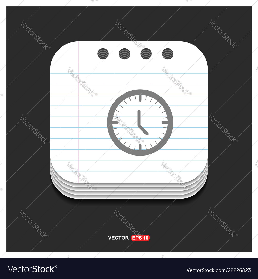 Clock icon gray on notepad style template vector image Clock icon gray on notepad style template