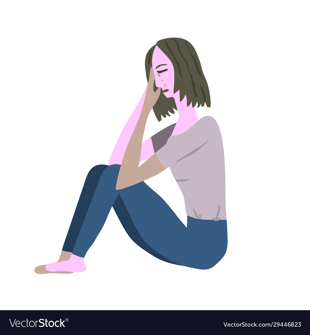 Crying Girl Royalty Free Vector Image - Vectorstock