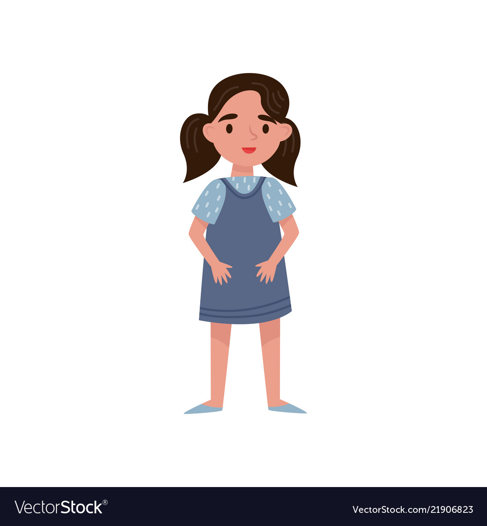 Cute little girl on a white Royalty Free Vector Image