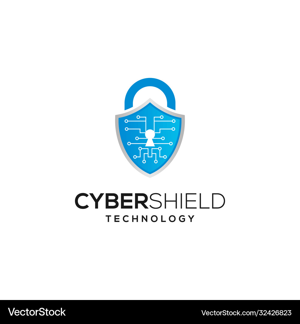 Cyber Security Shield Logo Royalty Free Vector Image