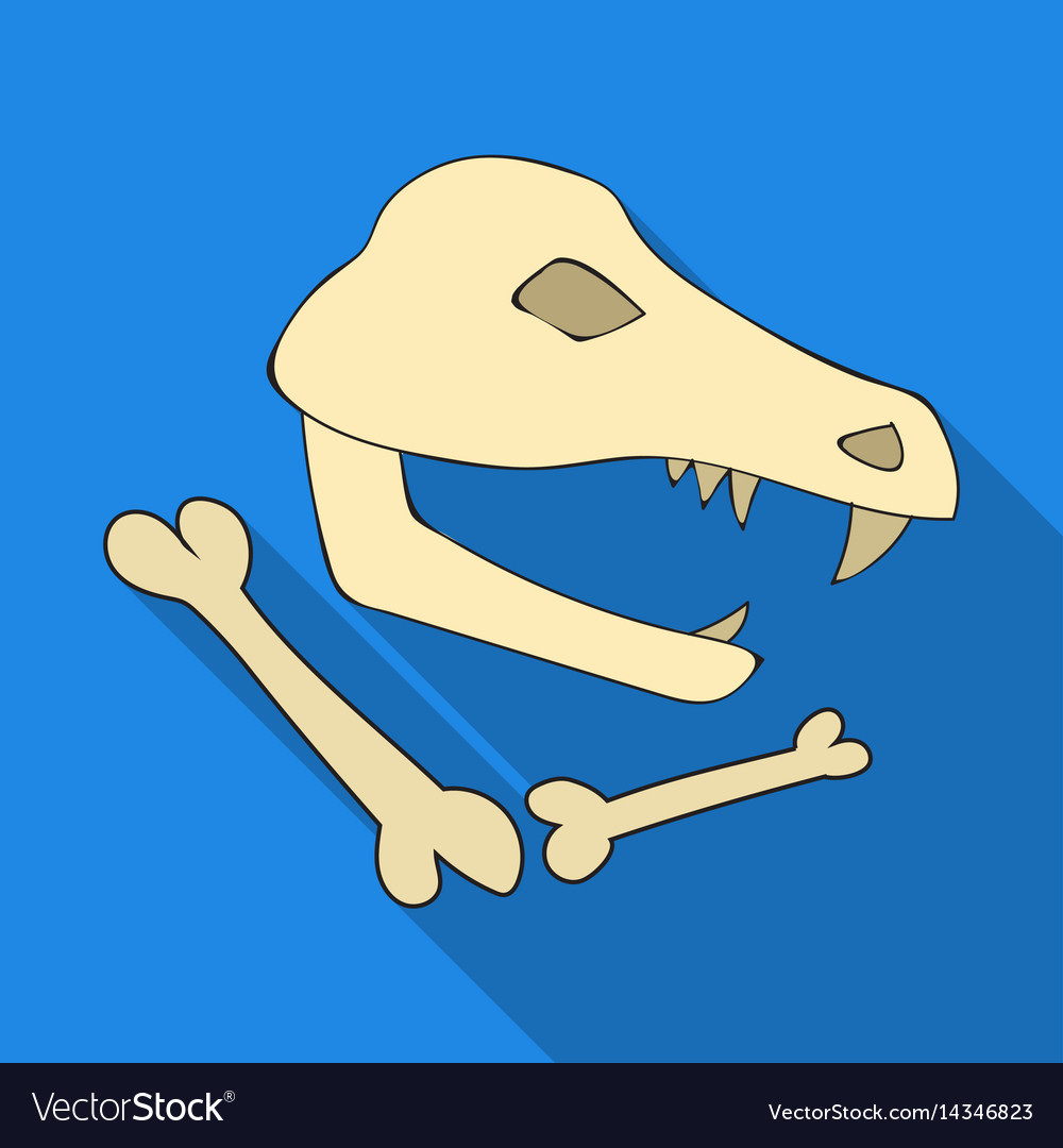 Dinosaur fossils icon in flate style isolated