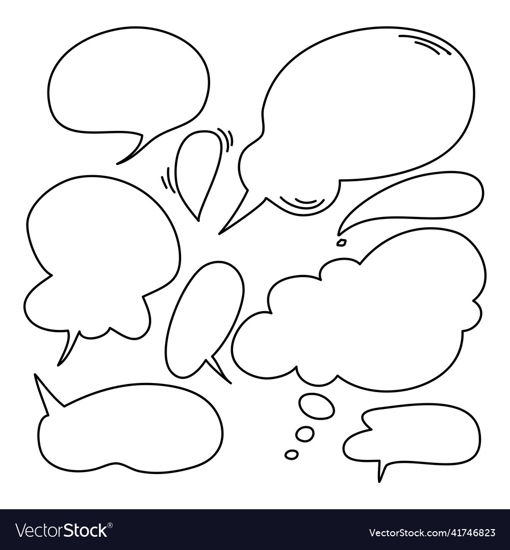 Doodle Set Of Comic Speech Bubbles Royalty Free Vector Image 9334