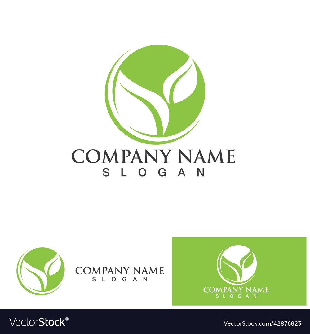 Eco energy logo with leaf symbol green color Vector Image