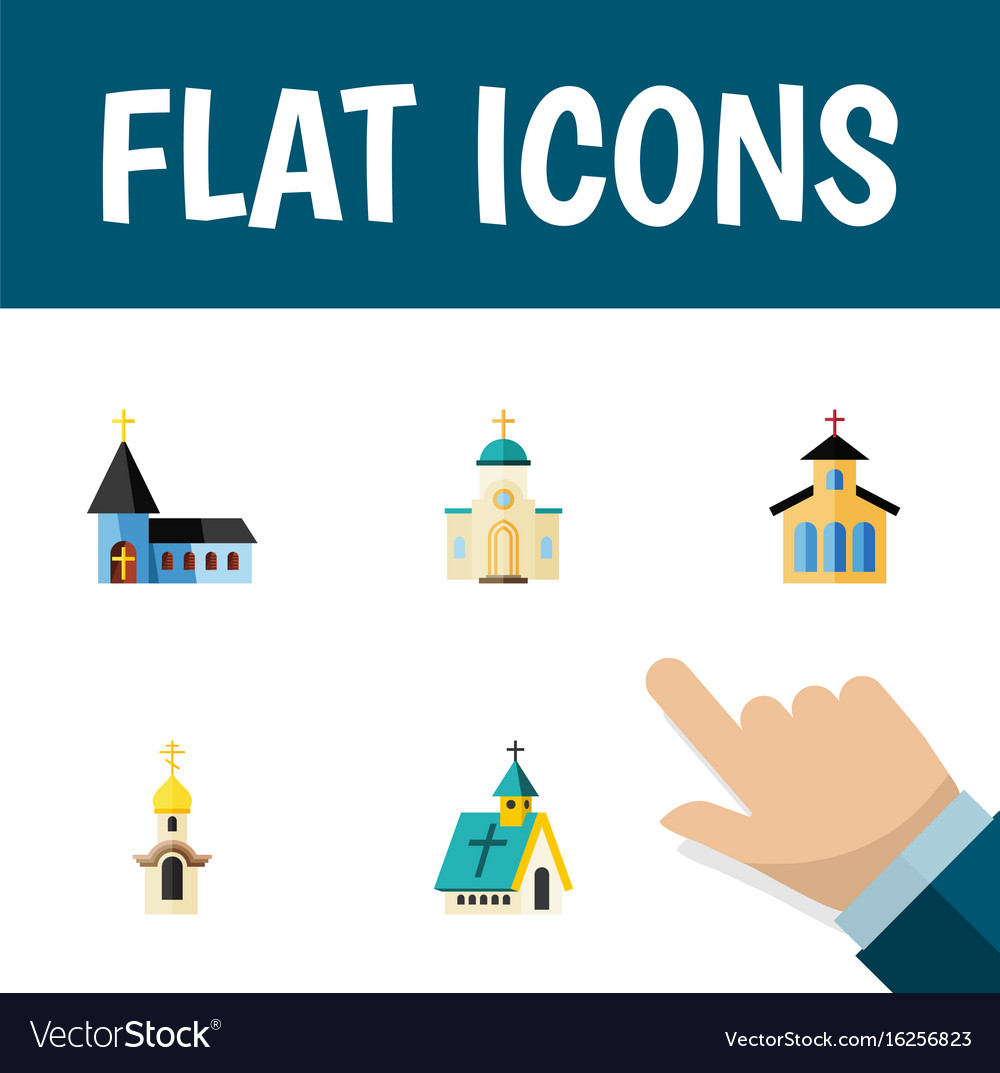 Flat icon christian set of religious structure