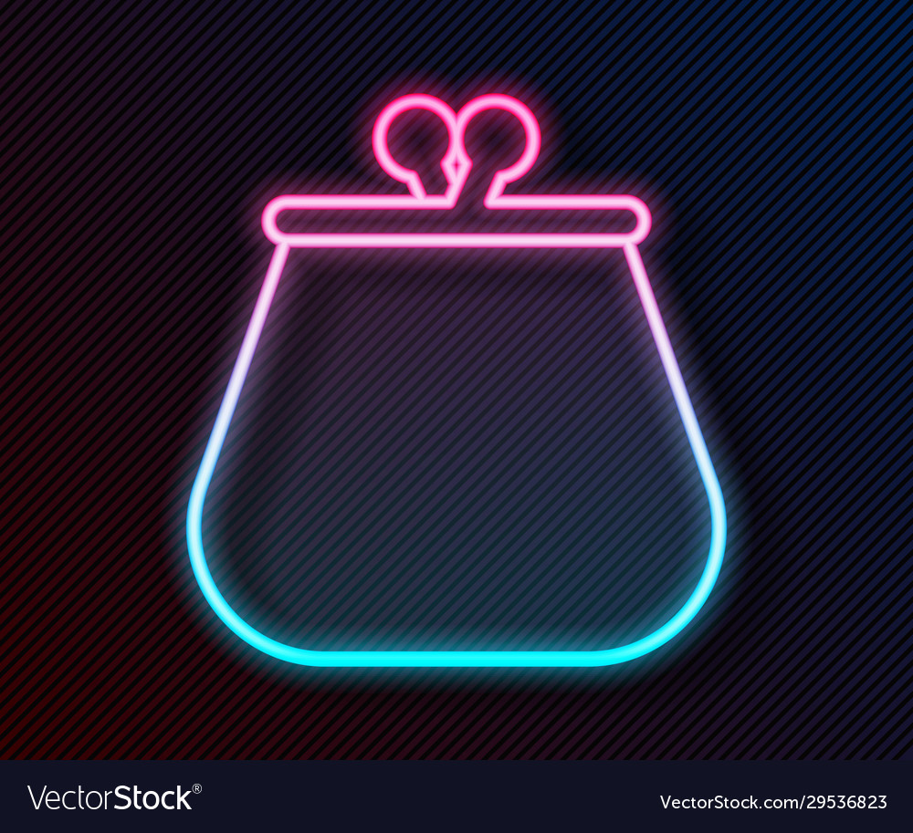 Glowing neon line wallet icon isolated on black