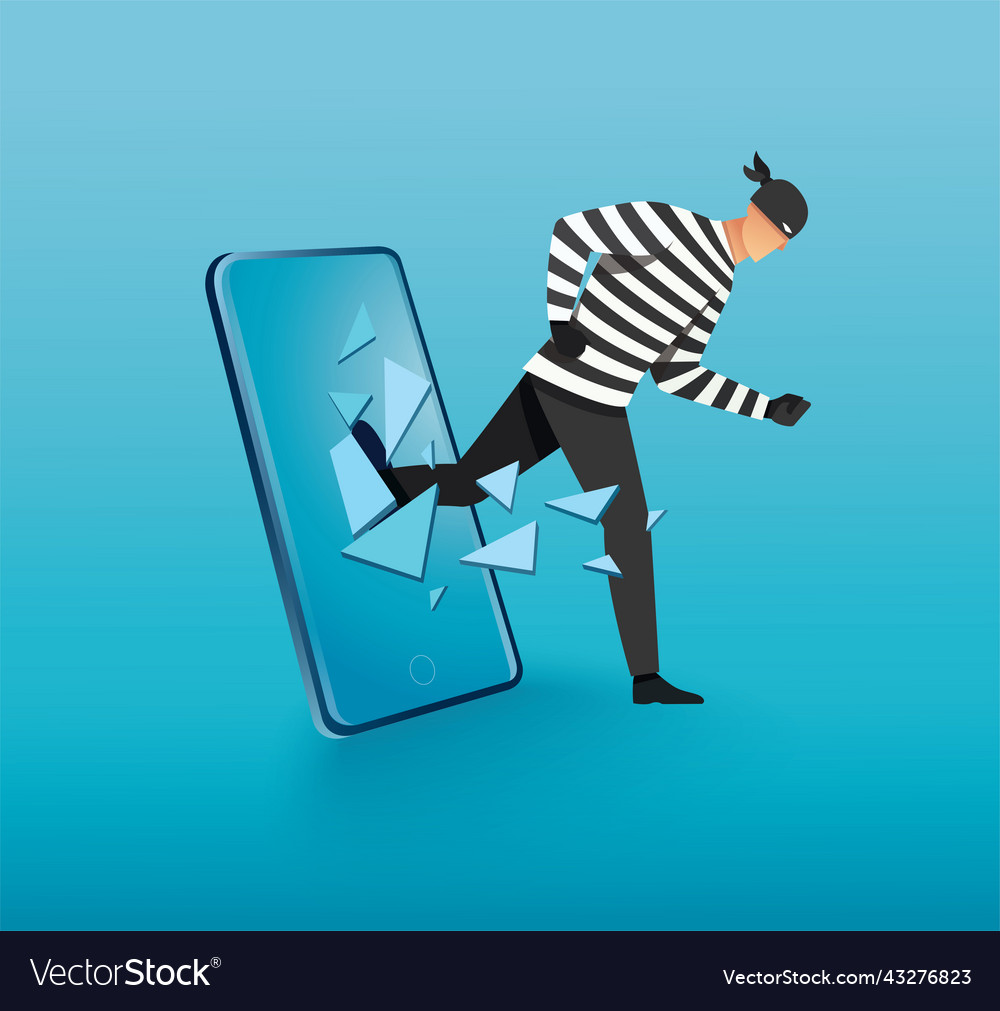 Hacker thief hacking into smartphone