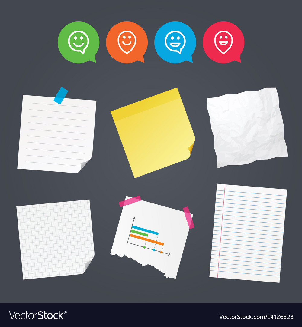 Happy face speech bubble icons pointer symbol
