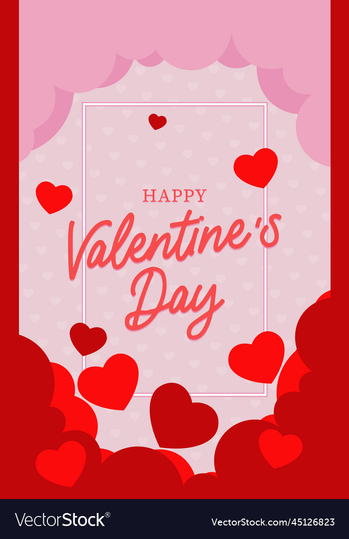 Happy valentines day poster with pink and red