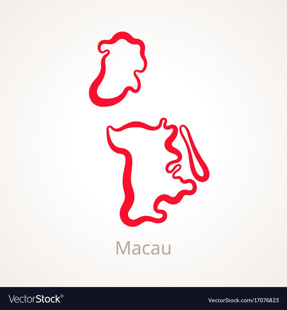 Outline map of macau marked with red line