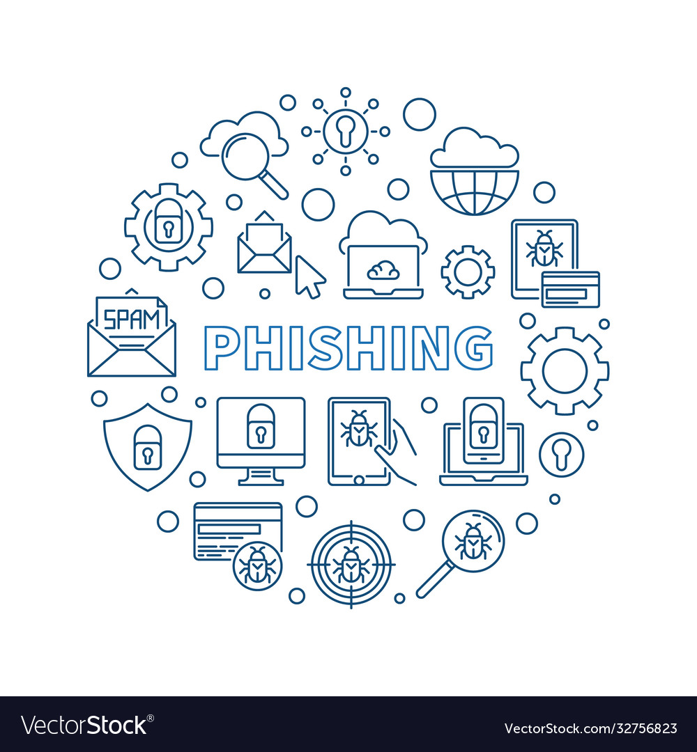 Phishing round concept outline simple Royalty Free Vector