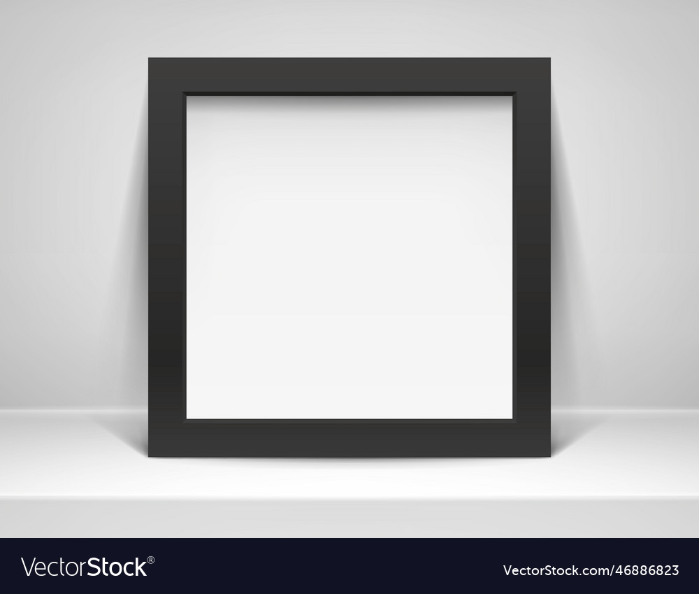 Realistic empty black frame on light background