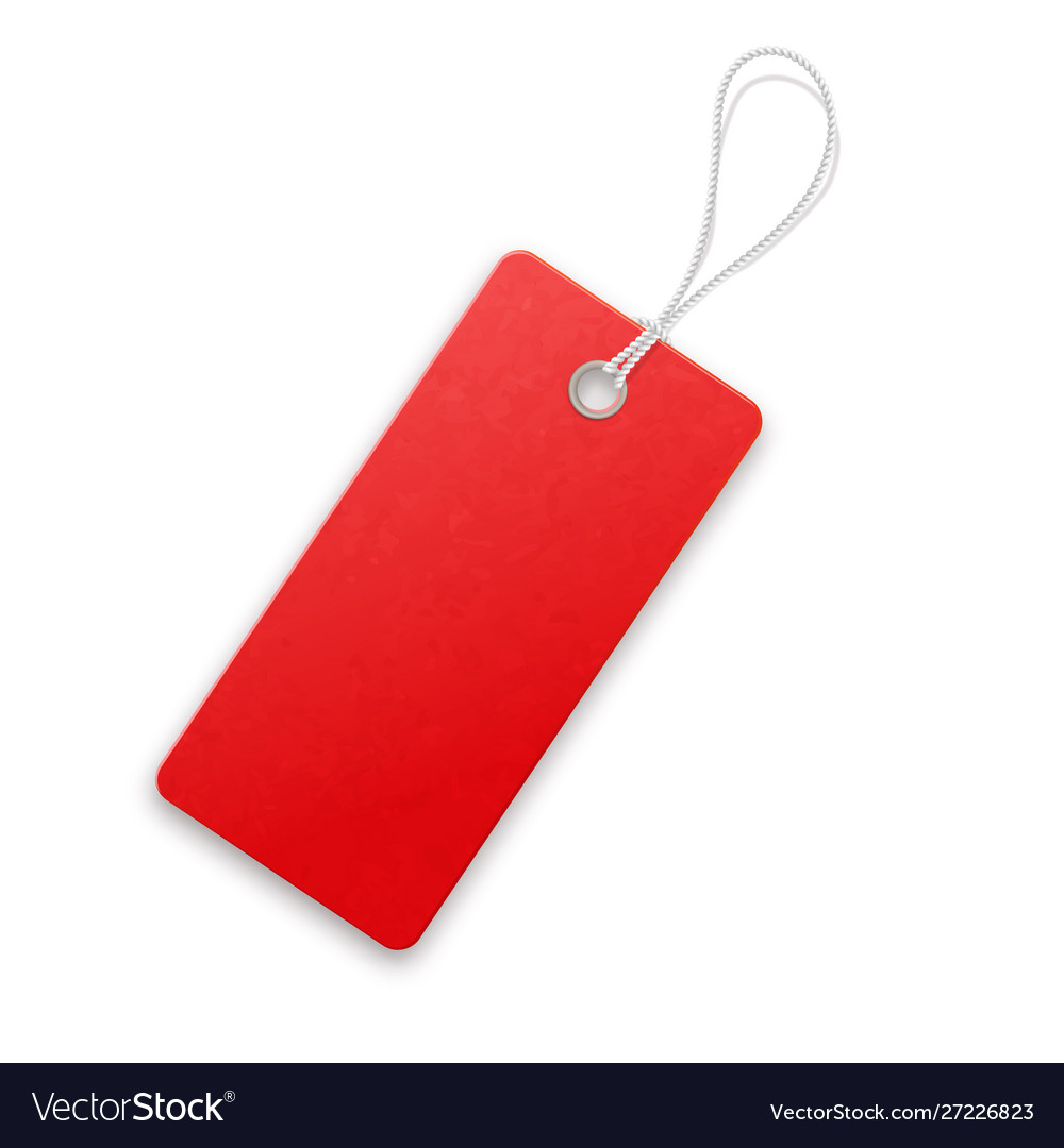 Red realistic textured sell tag with rope Vector Image